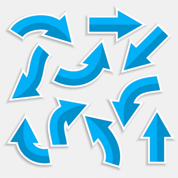 Directional arrows set in blue color style