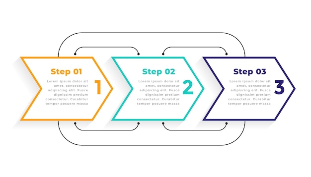 Directional  three steps modern infographic template