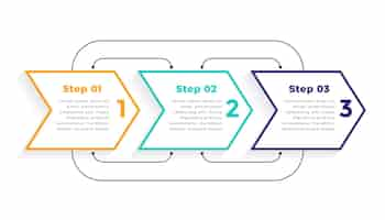 Free vector directional  three steps modern infographic template