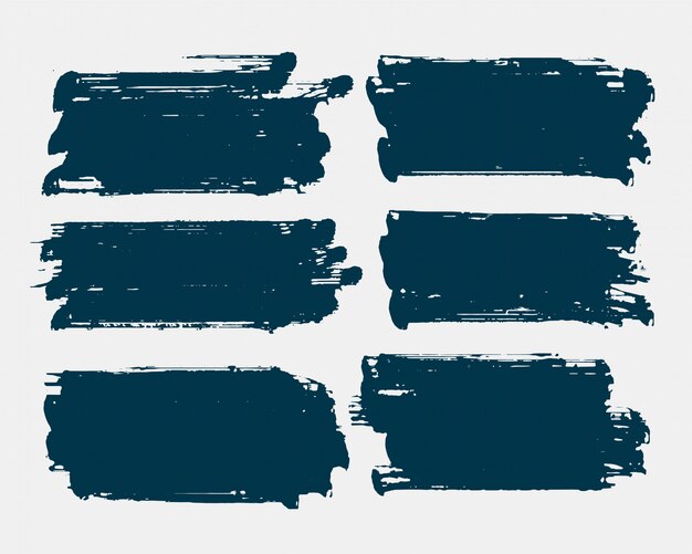 Dirty rectangle shape grunge brush stroke set