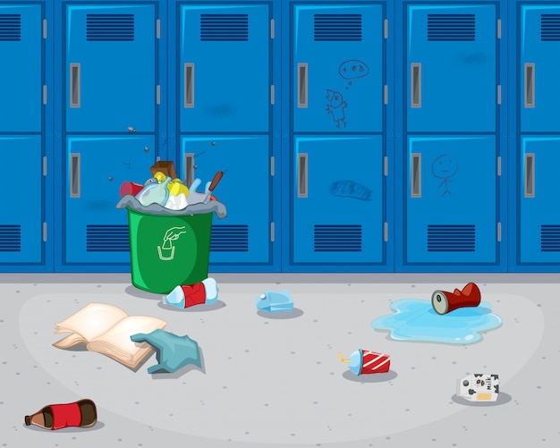 Free vector dirty school hallway background