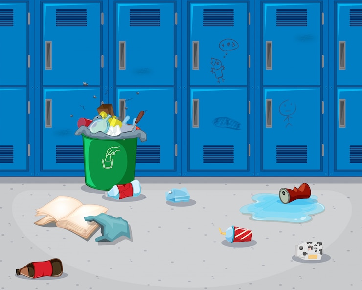 Free Vector dirty school hallway background