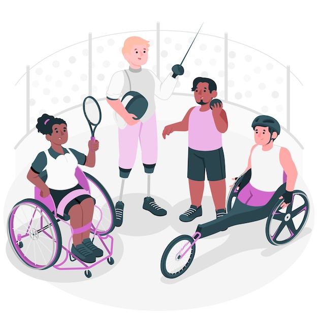 Vettore gratuito illustrazione del concetto di atleti disabili