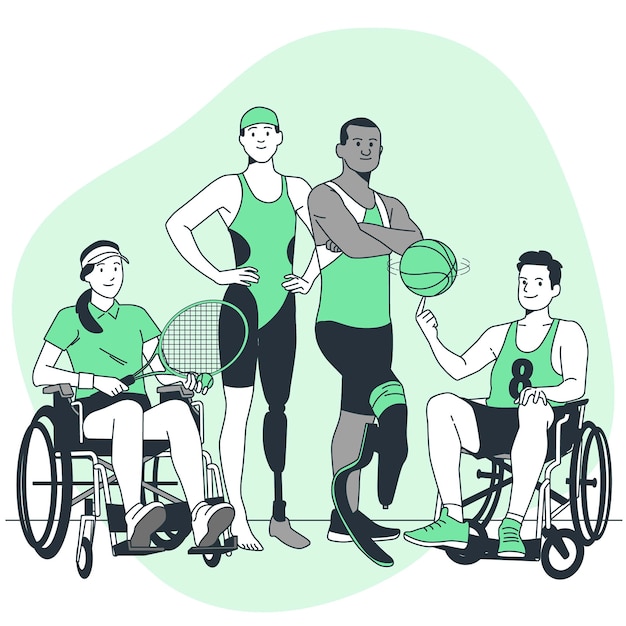 Бесплатное векторное изображение Иллюстрация концепции спортсменов-инвалидов