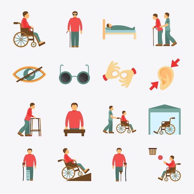 Free vector disabled icons set flat