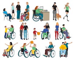 Free vector disabled people icons set