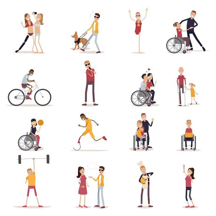 Free Vector disabled people icons set