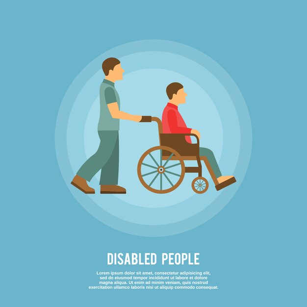 Disabled person wheelchair with text template