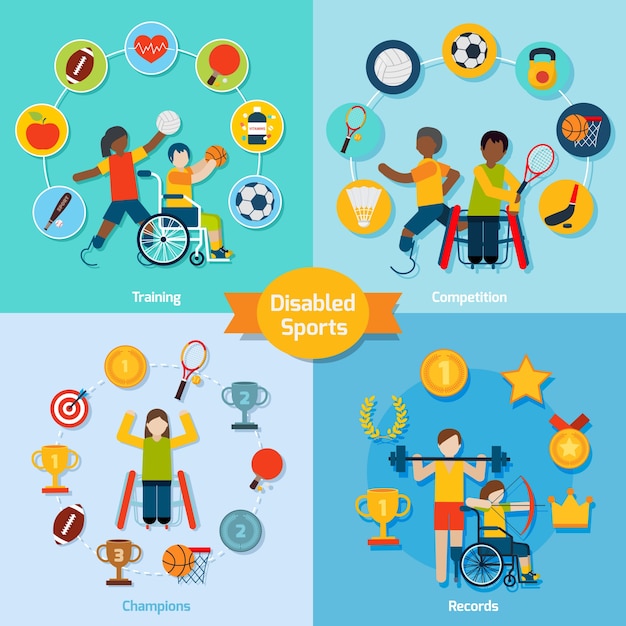 Free vector disabled sport set