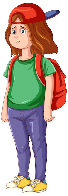 Бесплатное векторное изображение Разочарованная девочка-подросток мультипликационный персонаж