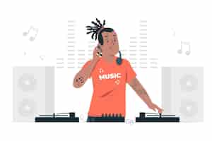 Vettore gratuito illustrazione di concetto di disc jockey