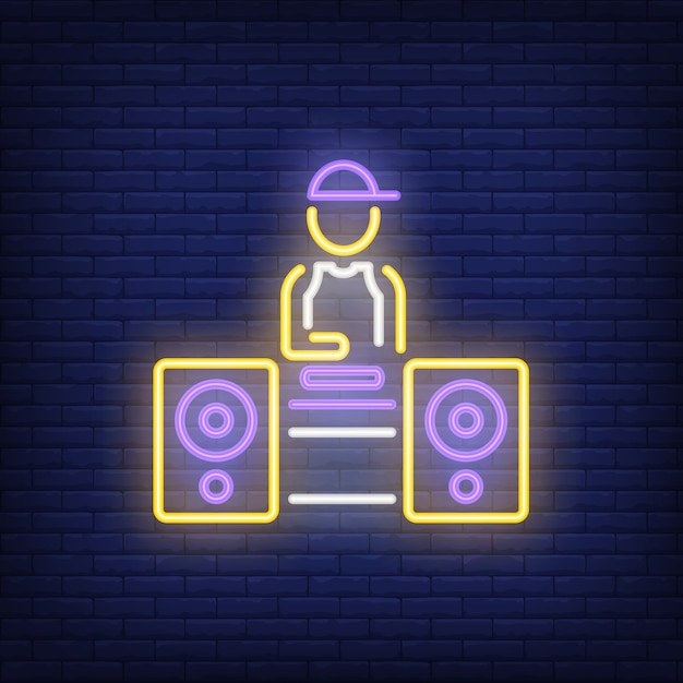 Free vector disc jockey neon sign