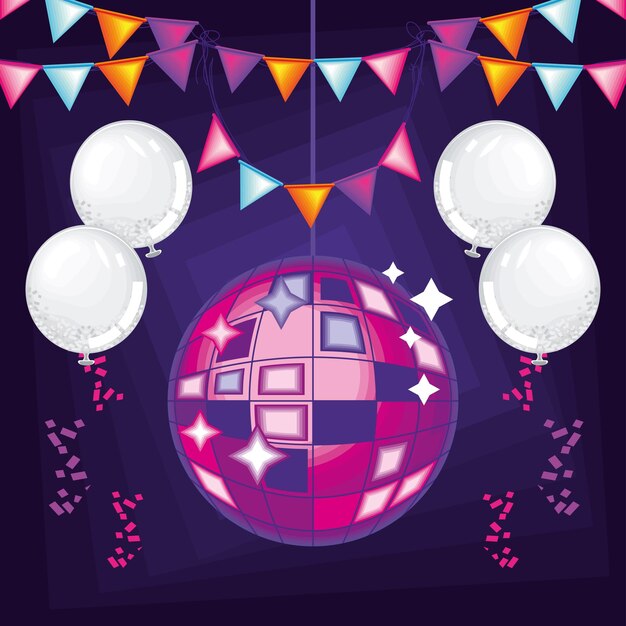 Disco ball and balloons