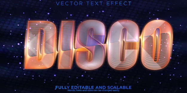 Free vector disco text effect editable music and party text style