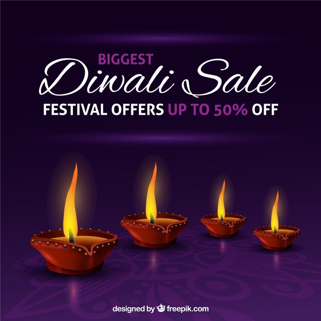 Discount background with diwali candles