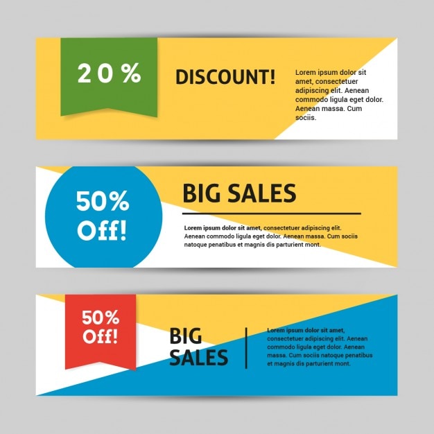 Free vector discount banner template colorful