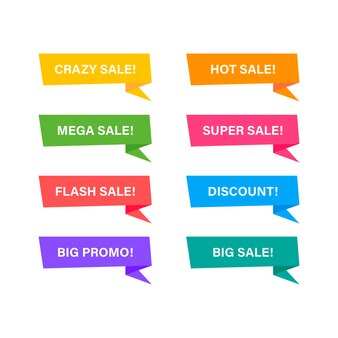 Discount banners in origami style. vector flat illustration. banner template set