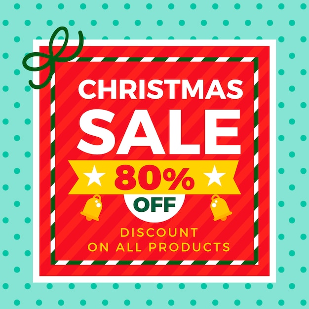 Free vector discount for christmas in flat design