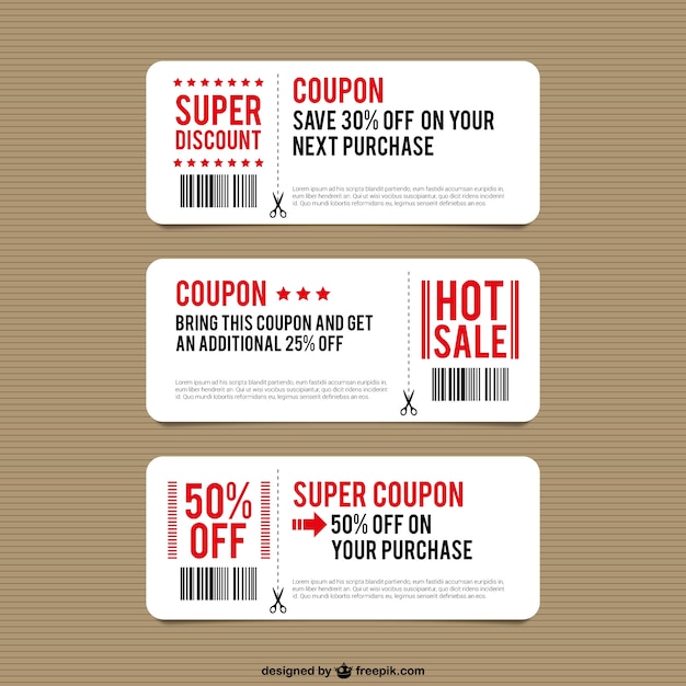 Free vector discount coupon templates