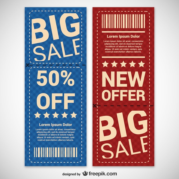 Free vector discount coupons set