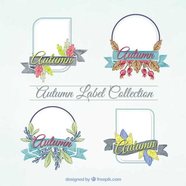 Discount labels with autumnal elements