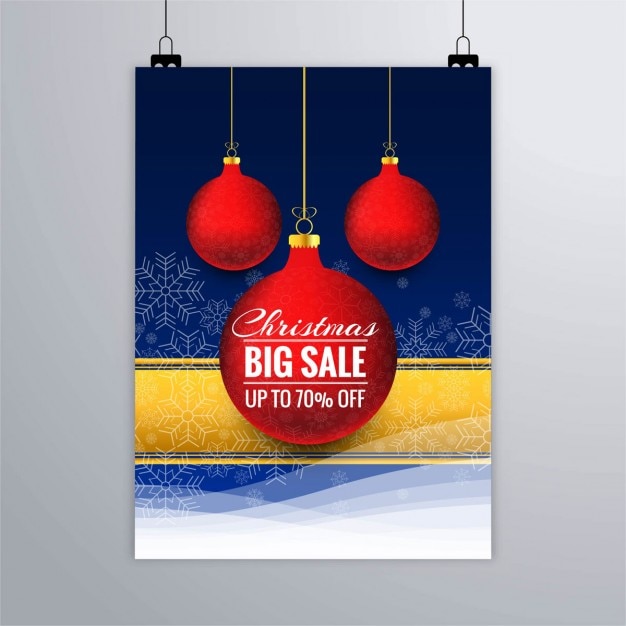 Free vector discount poster with christmas balls