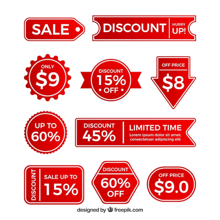 Free Vector discount sticker set