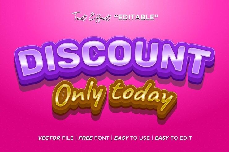 Free Vector discount text style effect
