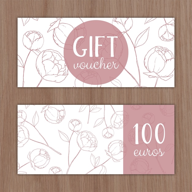 Free vector discount voucher with hand drawn flowers