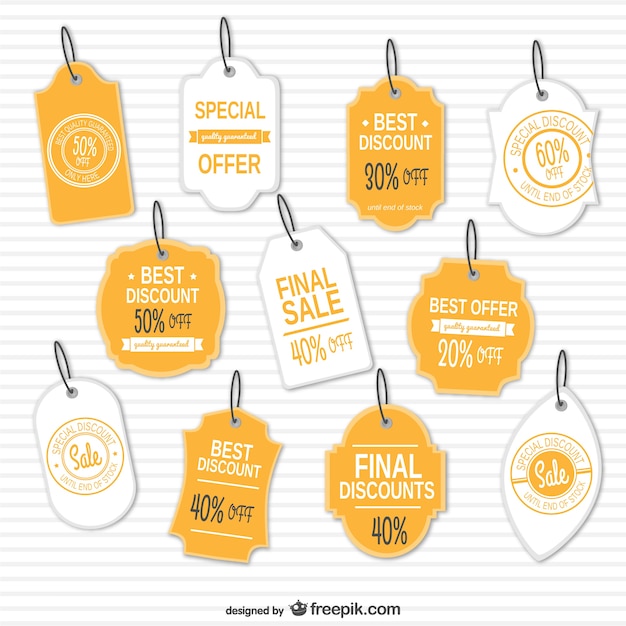 Discounts retro tags set