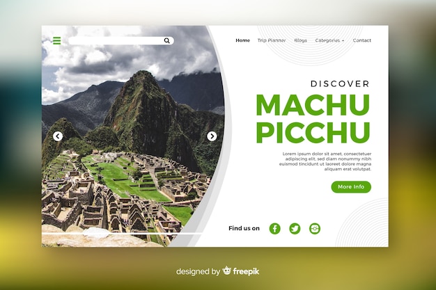 Discover machu picchu travel landing page