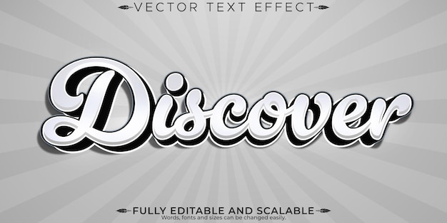 Бесплатное векторное изображение Откройте для себя простой текстовый эффект, редактируемый ретро и винтажный текстовый стиль