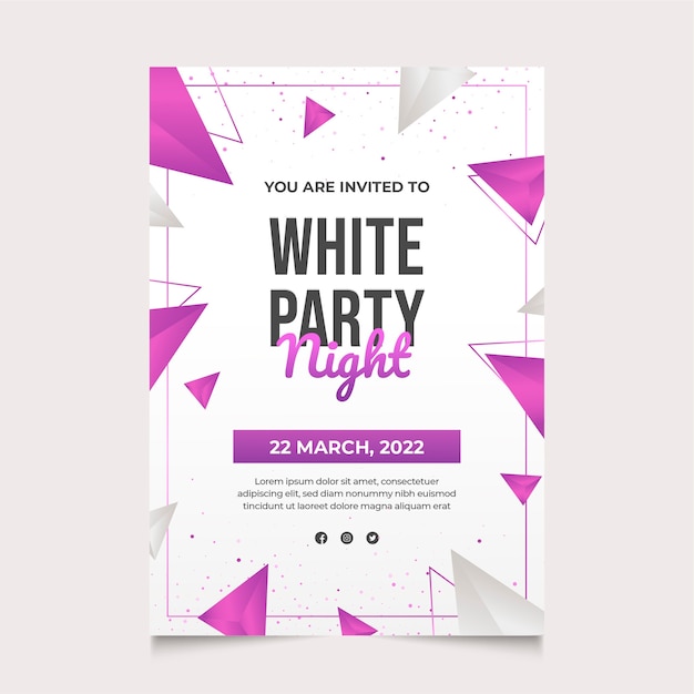 Diseño de cartel de fiesta blanco degradado