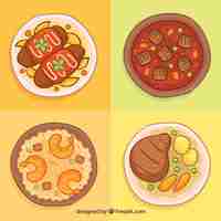 Free vector dishes collection with delicious food