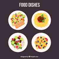 Free vector dishes collection with different food