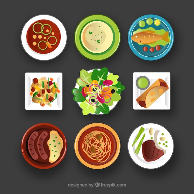 Free vector dishes collection with different food