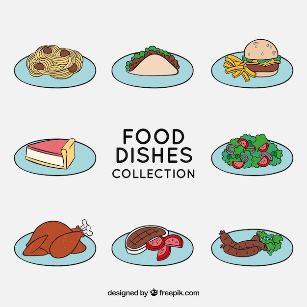 Free vector dishes collection with different food