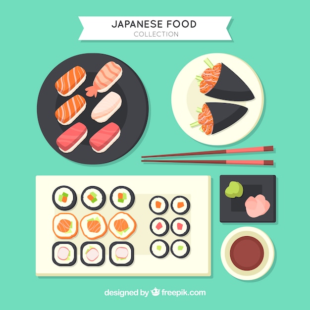 Free vector dishes collection with different food