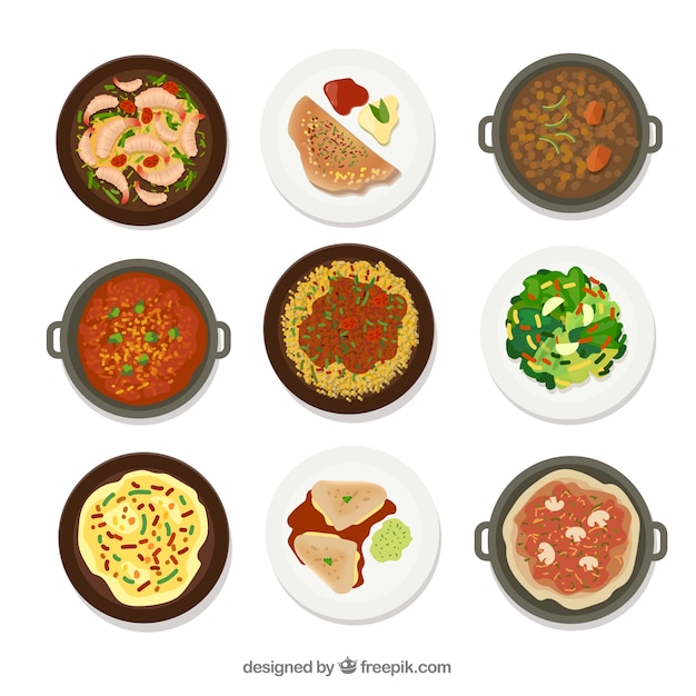 食べ物の異なる料理の料理