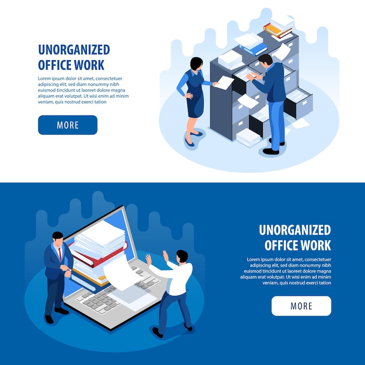 Free Vector disorganized office space productivity landing page