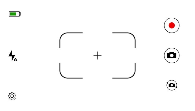 Display camera lens viewfinder frame template