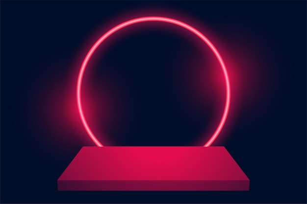 Display podium with neon circle background