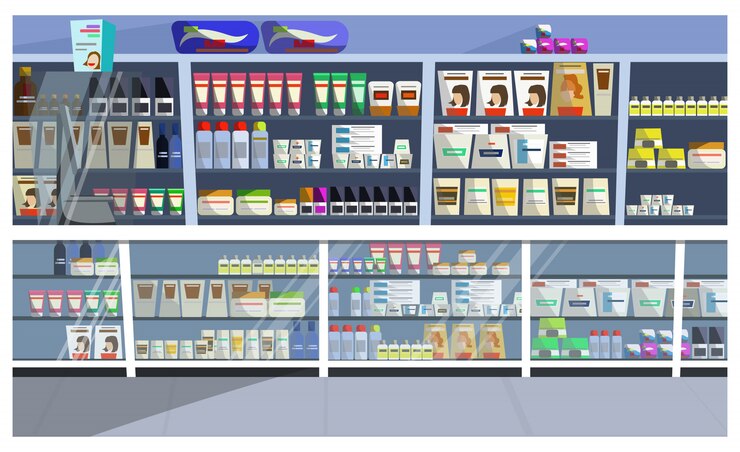 Free Vector display with hair products illustration