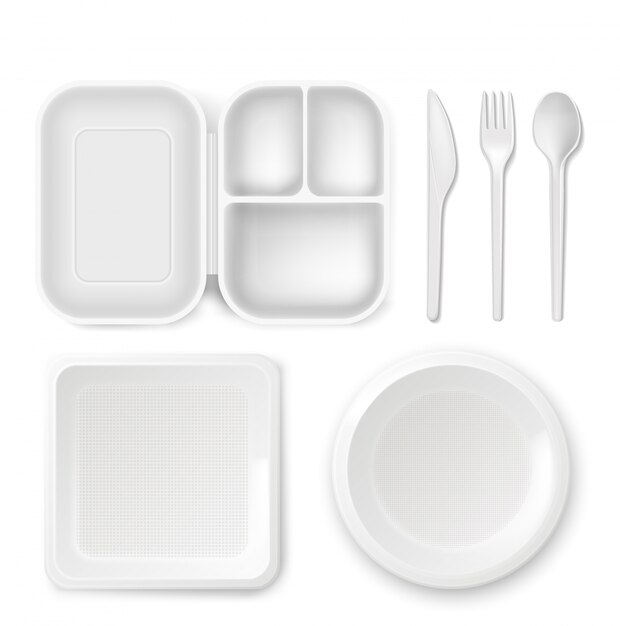 Disposable plastic dishware plates and cutlery