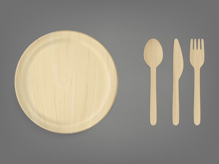 Free Vector disposable wooden tableware realistic vector set