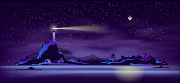 Далекий северный остров мультфильм векторный пейзаж