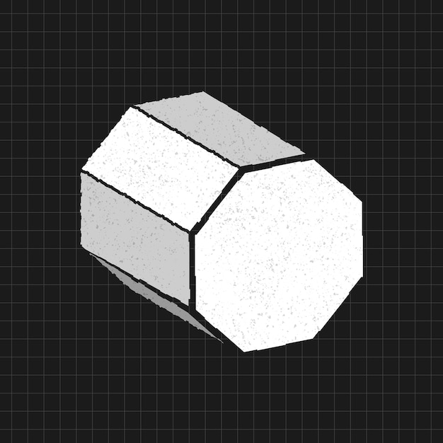 Free vector distorted 3d octagonal prism on a black background vector