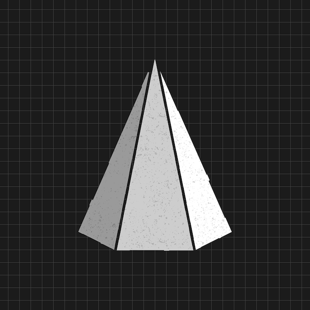 Искаженная трехмерная пятиугольная пирамида на черном фоне вектора