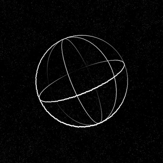 Distorted 3d Sphere Outline on a Black Background – Vector Template