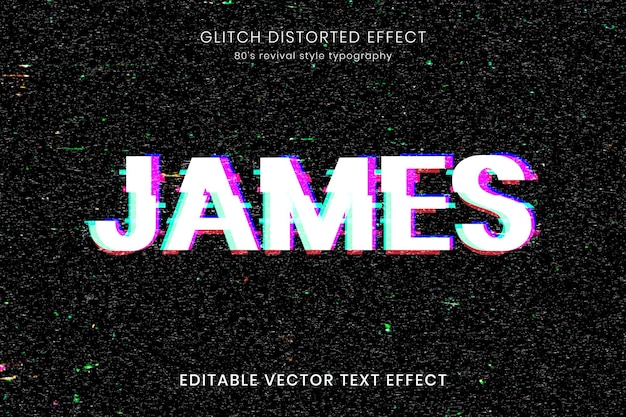 Distorted glitch editable text effect template